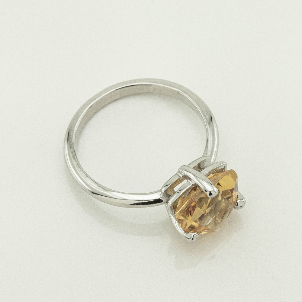 Серебряное кольцо Триллион с цитрином 3101993-4citr, 16,5 размер