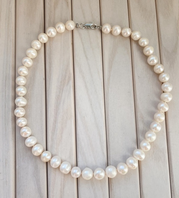 Кольє з натуральними перлами білими (круглий, 8-9 мм) kpn2sl, Білий