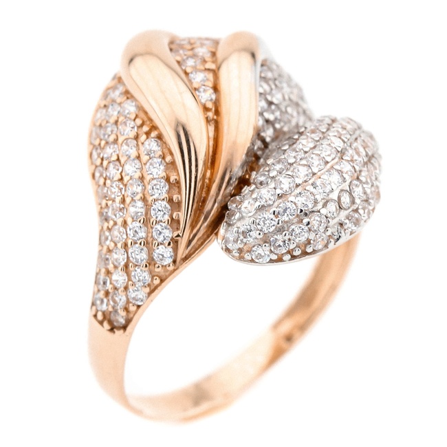 Золотое кольцо с фианитами россыпью КК11120, 17,5 размер, 17-5, Белый