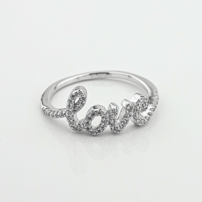 Серебряное кольцо Love (Лав) с фианитами k111885, 16 размер
