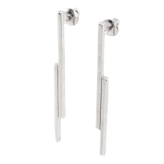 Довгі срібні сережки Палички подвійні (мінімалізм) C12565