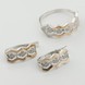 Серебряное кольцо с фианитами с золотыми накладками к1028ф, 18 размер