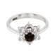 Золотое кольцо белое "Цветок" с дымчатым кварцем и бриллиантами RO02500, 18 размер