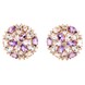 Круглые золотые серьги с камнями (аметист; топаз; бриллиант) 12736, Белый|Фиолетовый