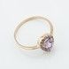 Золотое кольцо тонкое Капля с аметистом и фианитами 11908am, 16 размер