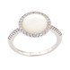 Срібний перстень гурток з білим перламутром і фіанітами СК11012, 18 розмір, 18, Білий