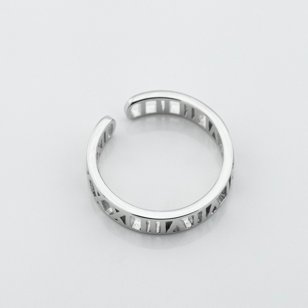 Серебряное кольцо Римские цифры незамкнутое 3101951, 16 размер
