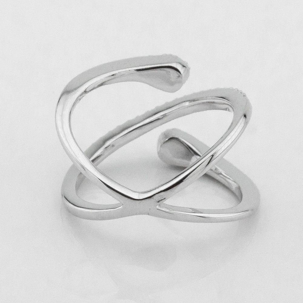 Срібний перстень подвійний Доріжка з фіанітами K111704, 15,5 розмір