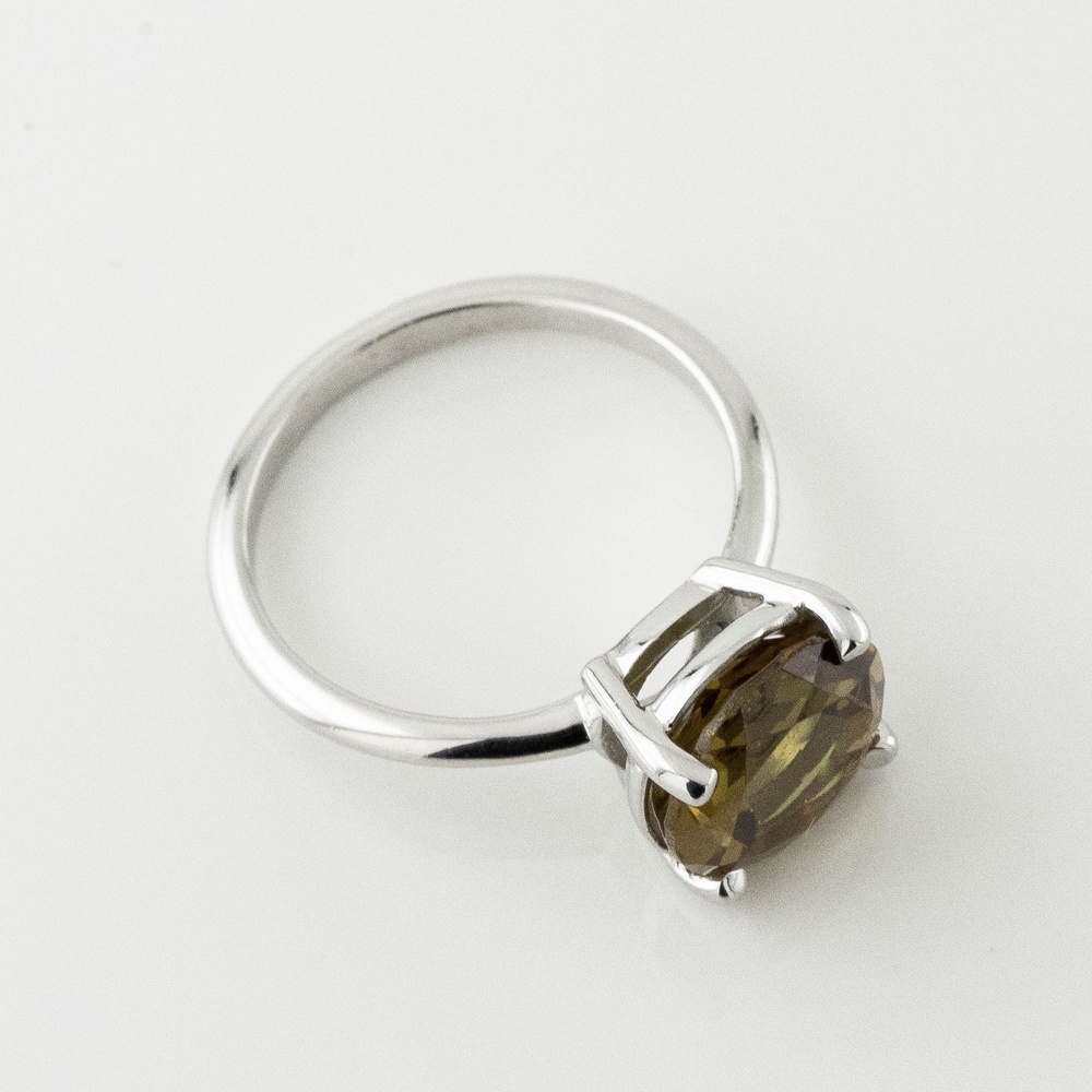 Серебряное кольцо Круг с бренди топазом 3101992-4brtop, 16,5 размер