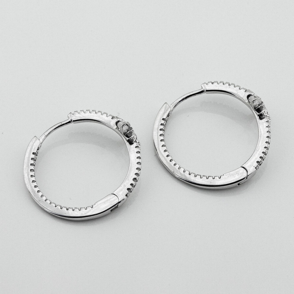 Срібні сережки-кільця Зірки з фіанітами CC12006