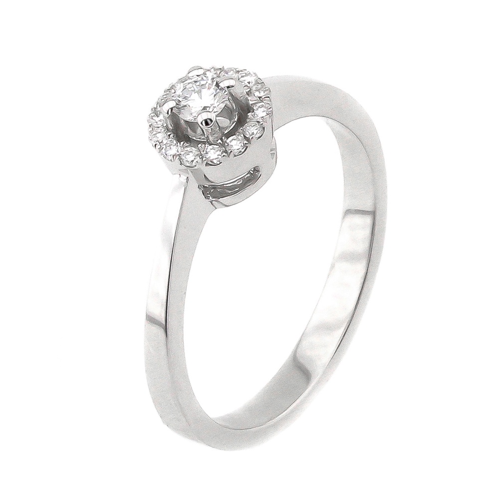 Выступающее Кольцо из белого золота круглой формы с бриллиантами YZ6826, 17 размер