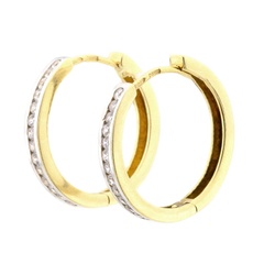 Золоті сережки-кільця доріжки з білими фіанітами C12550, Білий