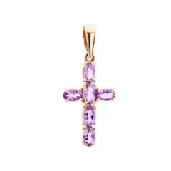 Золотий хрестик з фіолетовими аметистами 13704-1, Фіолетовий