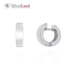 Срібні сережки-кільця класичні без вставок родовані Арт. Ms001