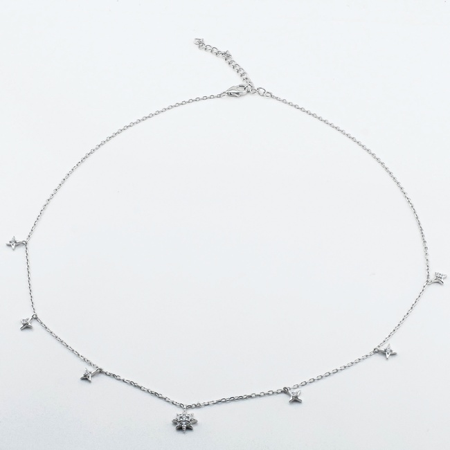Серебряное колье Полярная звезда с фианитами ko14776, 40 размер