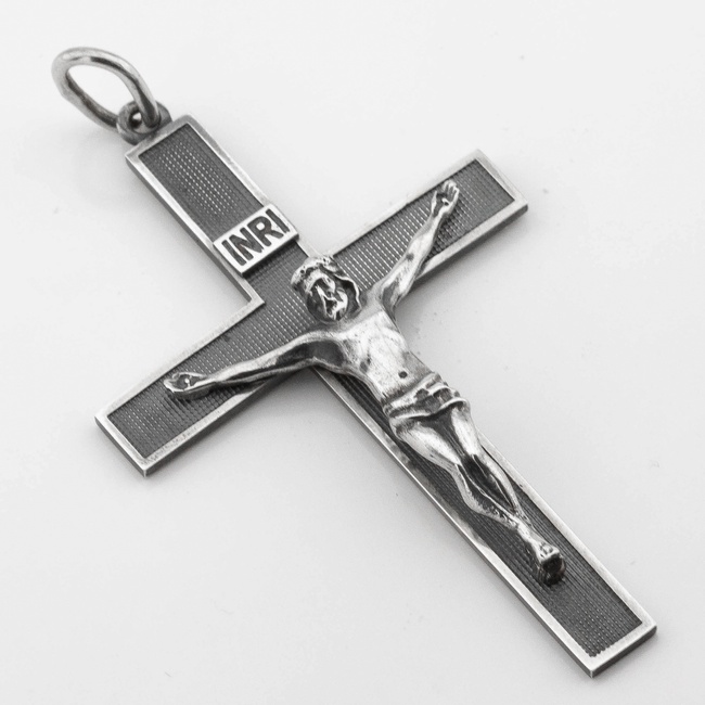 Срібний хрест з розп'яттям p13982