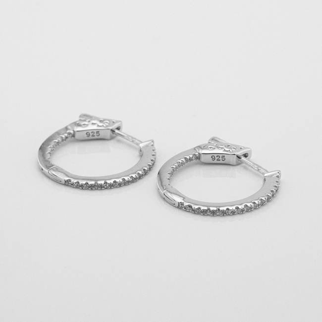 Срібні сережки-кільця з фіанітами (⌀2 см) 3202144