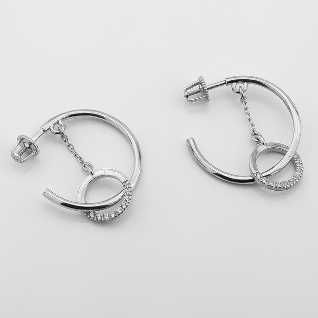Срібні сережки кільця з фіанітами 121124-4