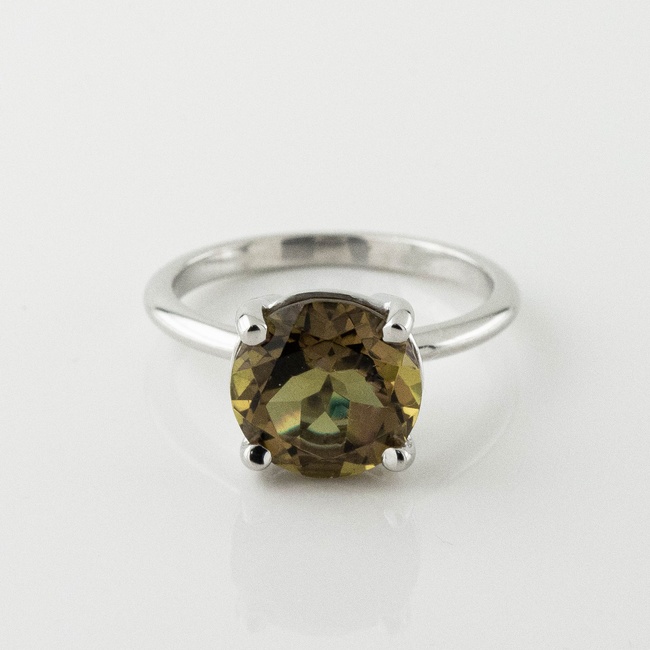 Серебряное кольцо Круг с бренди топазом 3101992-4brtop, 16,5 размер