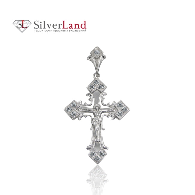 Фото серебряного крестика с распятием Арт. с30026