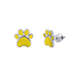 Дитячі сережки-пусети Лапка з жовтою емаллю зі срібла 925 проби Арт. 5594uup3