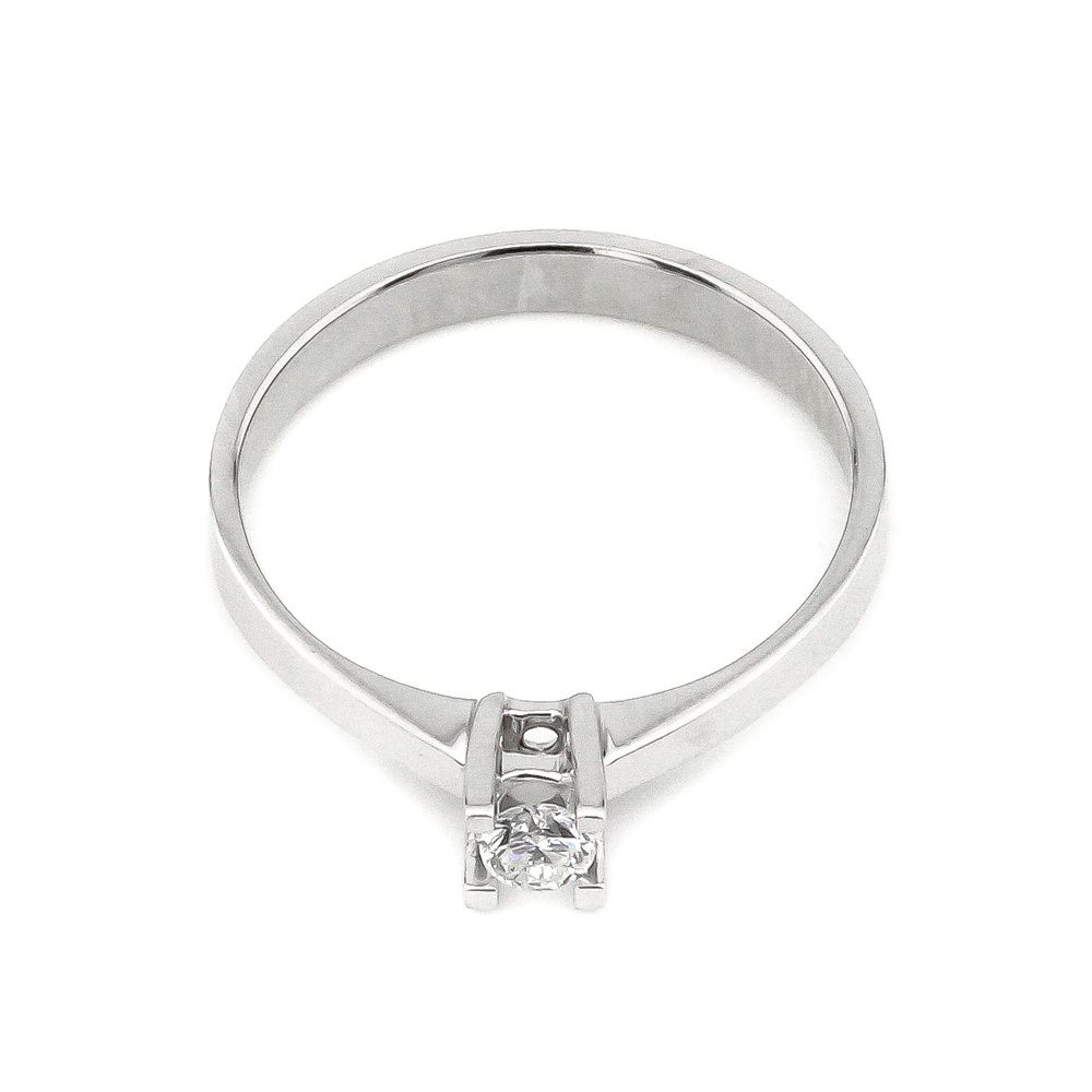 Золотое кольцо с бриллиантом (0.13 карат) из белого золота YZ06114-3, 17 размер