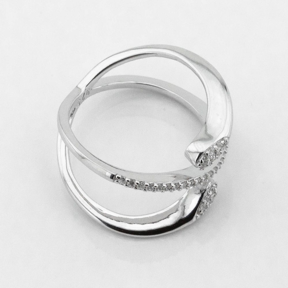 Серебряное кольцо двойное Дорожка с фианитами K111704, 16 размер