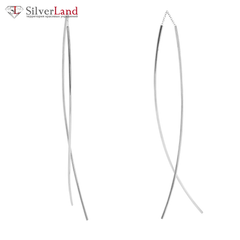 Довгі сережки "Палички" протягання родовані зі срібла 925 Арт. ms016