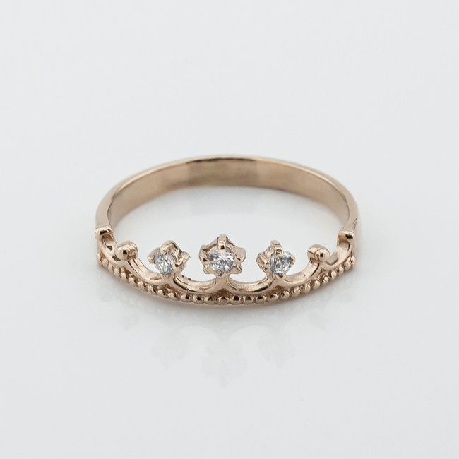 Каблучка Корона з червоного золота з фіанітами 111056-1, 17,5 розмір