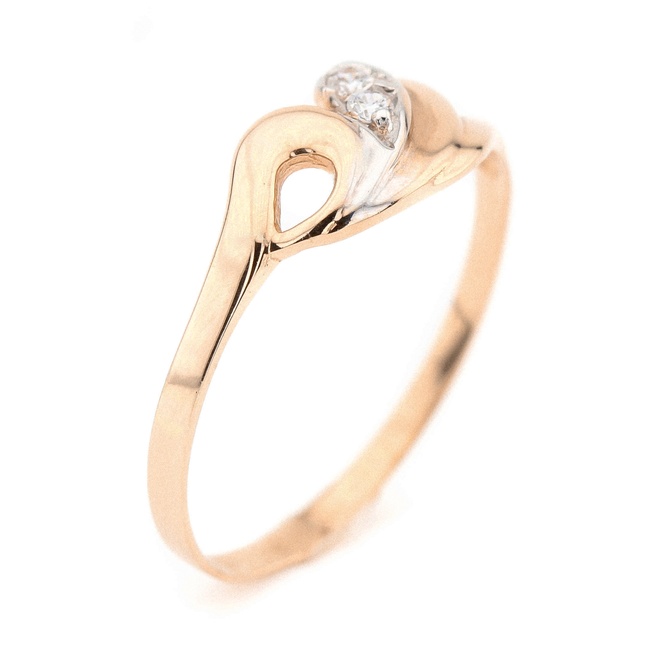 Золотое кольцо с фианитами из красного золота КК11232, 18 размер, 18, Белый