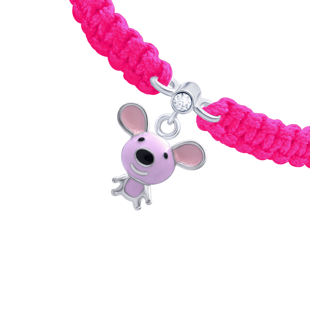 Дитячий браслет плетений Мишеня рожеве 4195429026110415, Рожевий, Рожевий, UmaUmi Pets