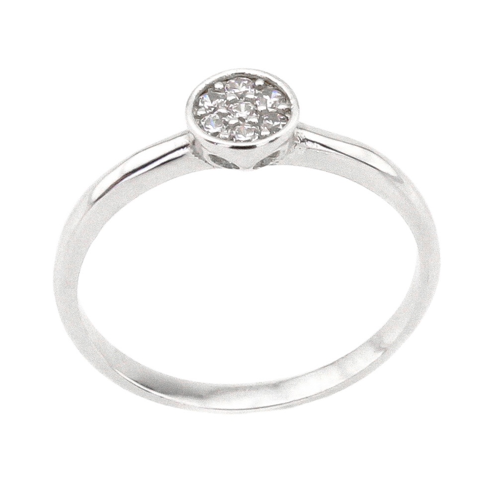 Тонкое кольцо Кружок в стиле минимализм с фианитами из серебра 1551191, 17,5 размер, Белый
