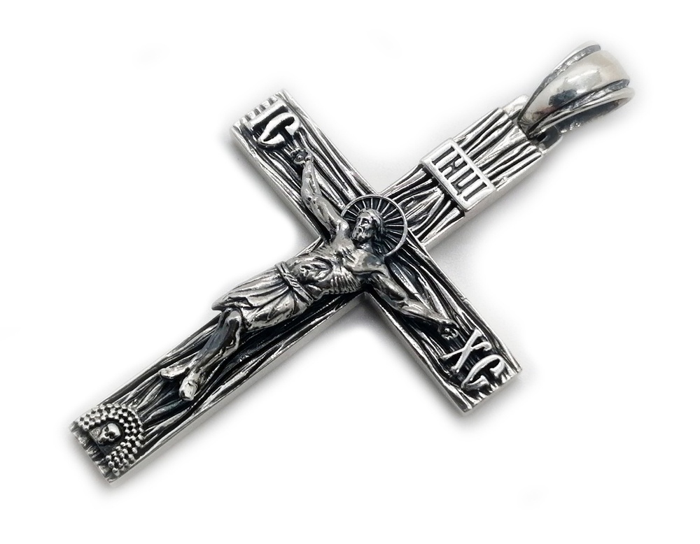 Срібний Хрест 20 з розп'яттям прямий (Спаси та Збережи) з чорнінням 2049-IDE