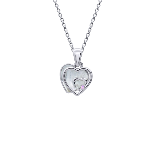 Кулон (підвіс) Серце мале подвійне з перламутром срібло 925 (10x9) Арт. 5521uukc-1