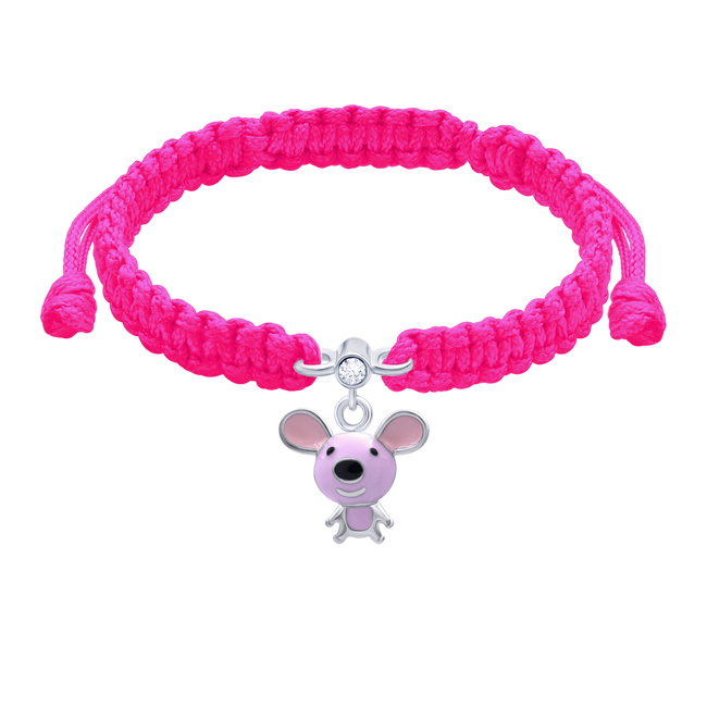 Дитячий браслет плетений Мишеня рожеве 4195429026110415, Рожевий, Рожевий, UmaUmi Pets