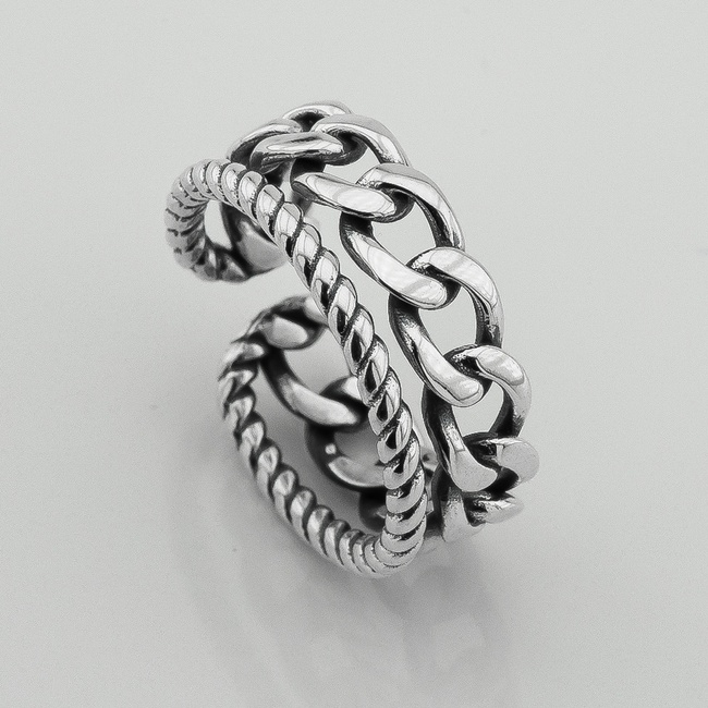 Серебряное открытое кольцо Цепь k111790, 16,5 размер