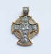 Срібний хрест натільний з іконою вмч. Георгій Побідоносець з позолотою та чорнінням круглий ксп008-DR