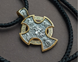 Срібний хрест натільний з іконою вмч. Георгій Побідоносець з позолотою та чорнінням круглий ксп008-DR