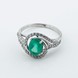 Серебряное кольцо с зеленым агатом и фианитами 1722-9p, 18 размер