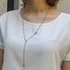 Серебряное колье-краватка удлиненное с фиолетовыми фианитами KO14294, 55 размер