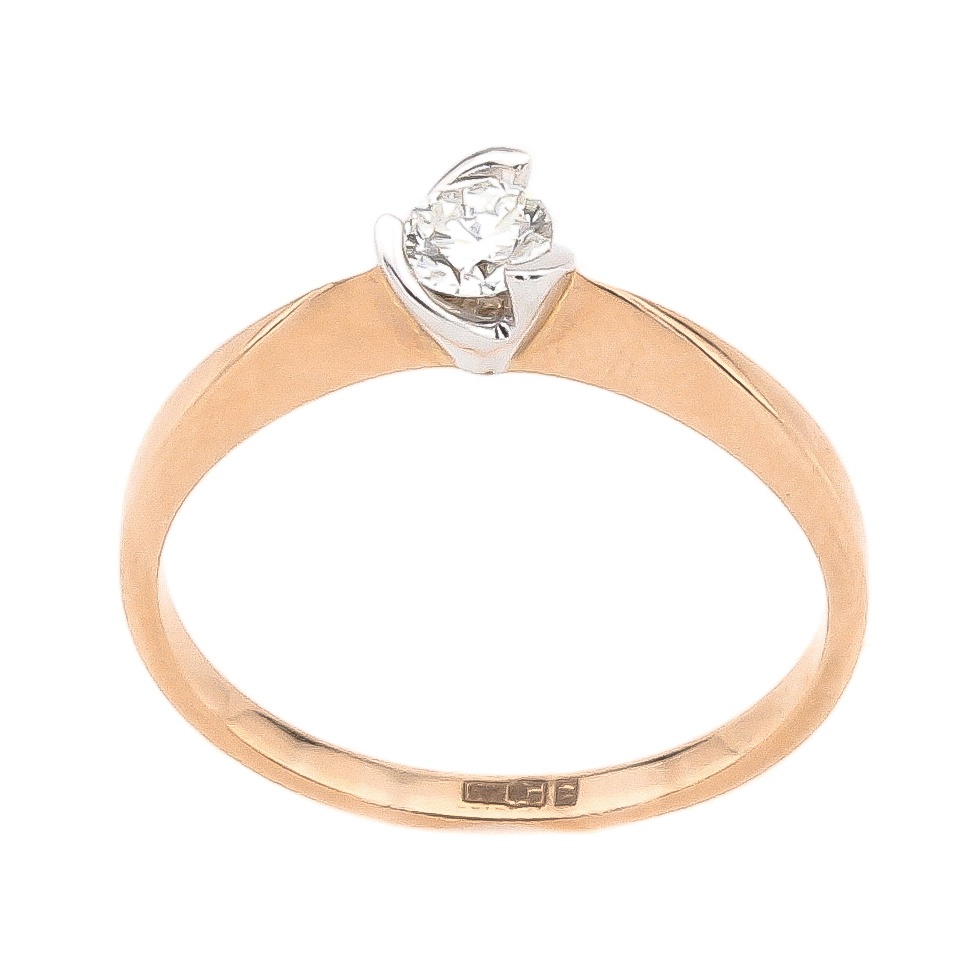 Золотое кольцо с бриллиантом (0.13 карат) RO03885, 18 размер