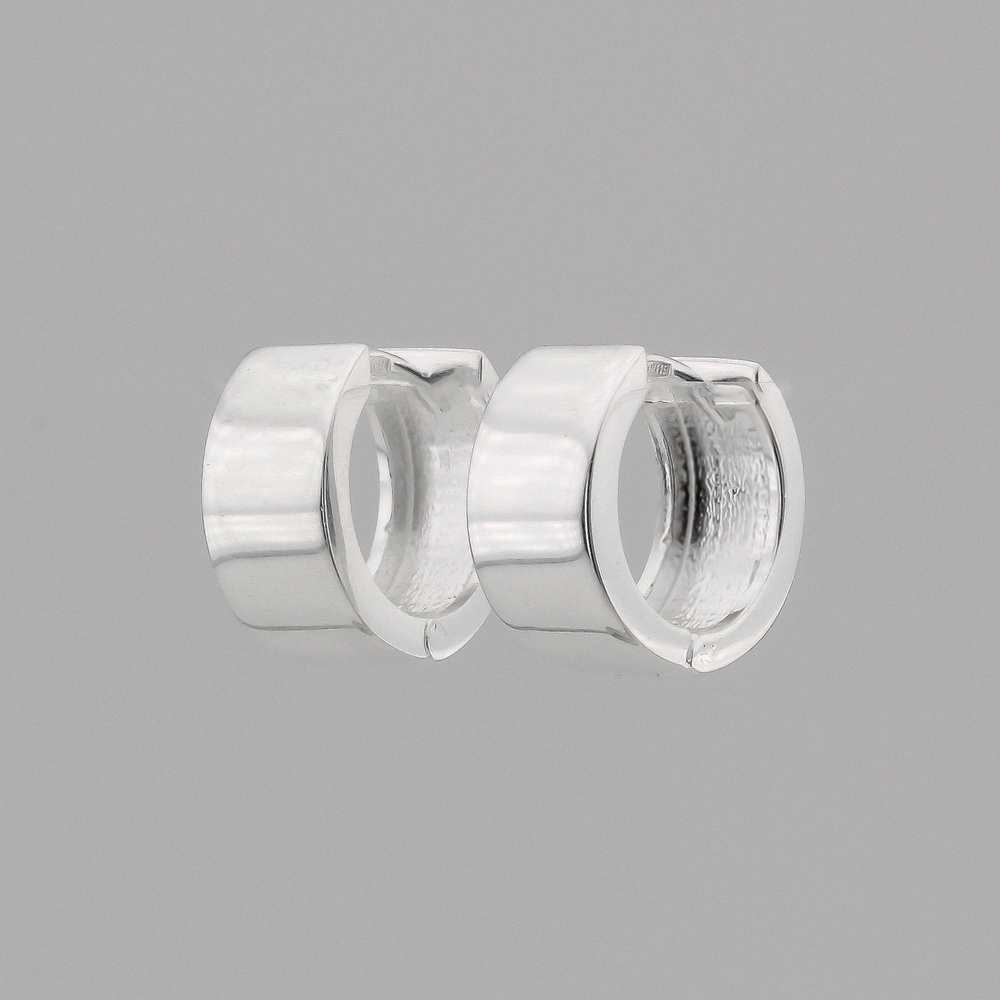 Срібні сережки-кільця маленькі широкі без покриття C121342