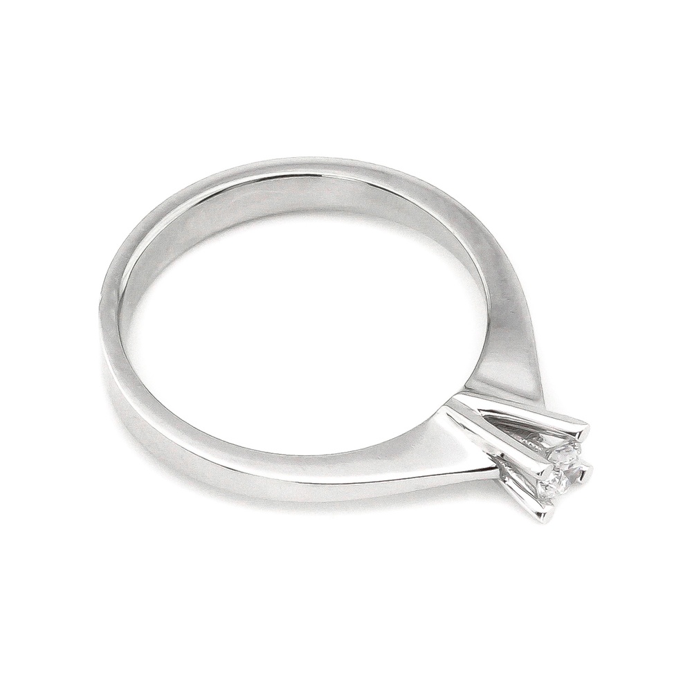 Золотое кольцо белое с одним бриллиантом классика YZ6428-3, 16 размер