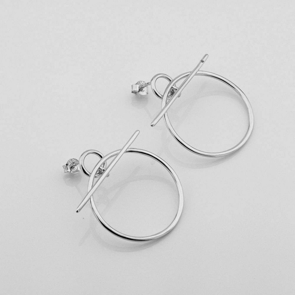 Серебряные серьги Круги геометрия 3202434, 29