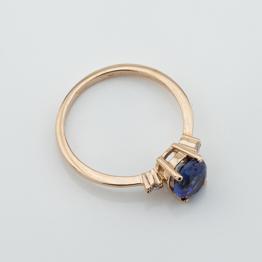 Золотое кольцо Овал с сапфиром и бриллиантами 800-24,17 размер