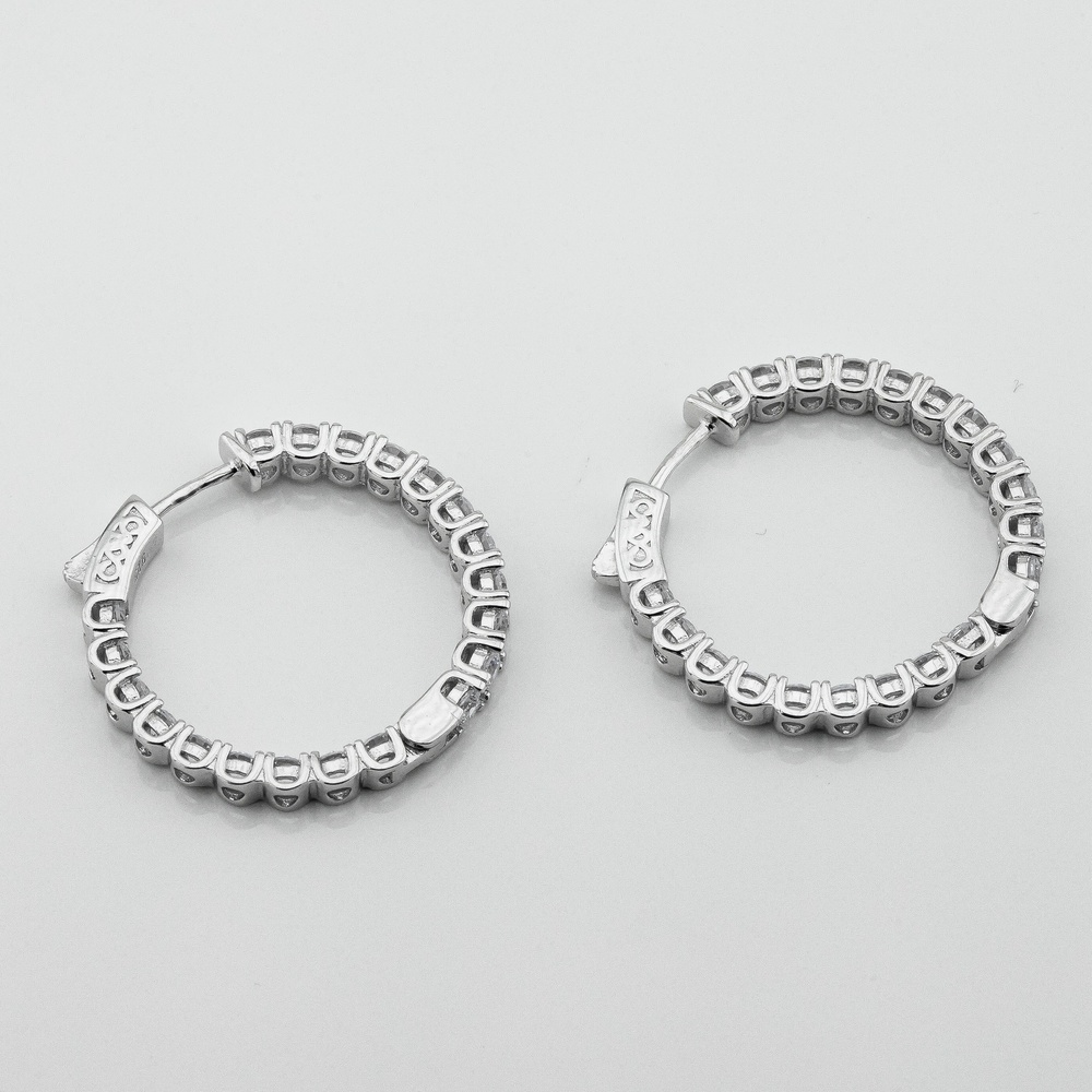 Серебряные серьги-кольца с фианитами 3202001