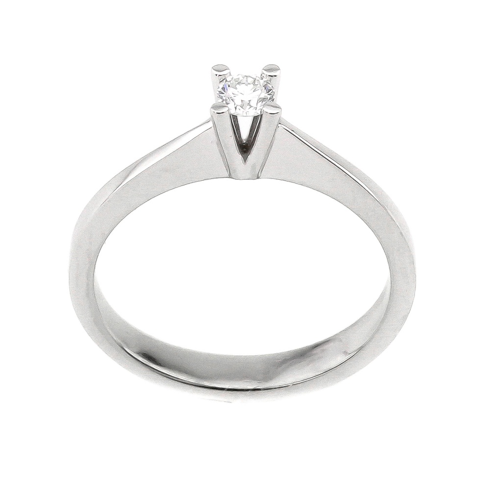 Золотое кольцо белое с одним бриллиантом классика YZ6428-3, 16 размер