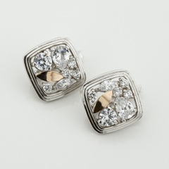Срібні сережки Квадрати з фіанітами із золотими накладками с514ф