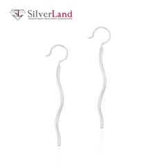 Срібні сережки довгі "Палички хвилясті" Арт. Ms307