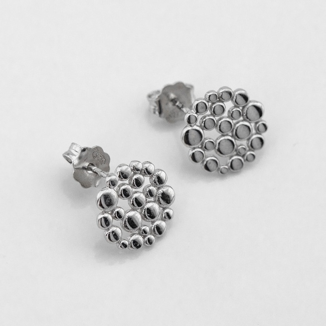 Серебряные пусеты Молекулы без вставок c121544
